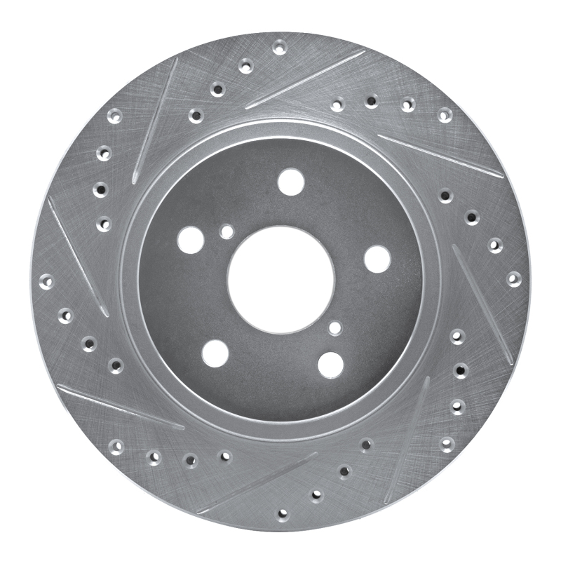 Toyota RAV4 Brake Rotor (1) - Front Left - R1 Concepts - Drilled & Slotted - Silver - `96-`03